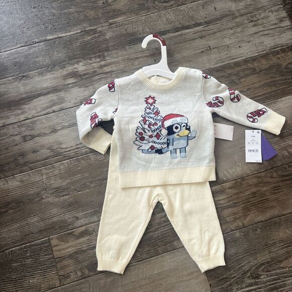 Bluey Christmas Knit Sweater and Pant set Disney Girl‎ Boy Baby Size  3-6 Months - Picture 1 of 5